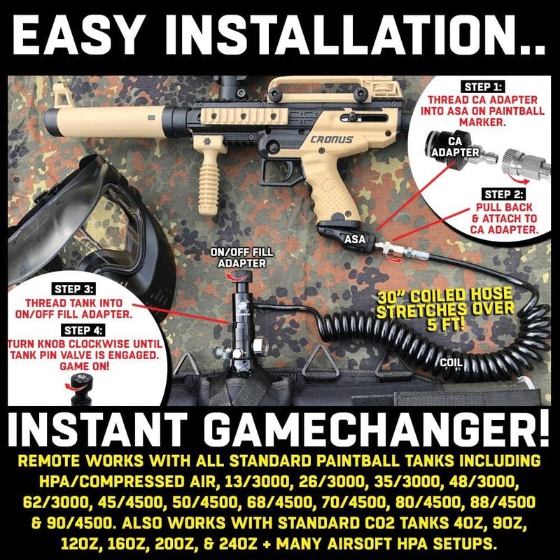 MAddog 4+1 Paintball Harness Pod Pack with (4) Paintball Pods and Quick Disconnect Paintball Tank Remote Coil Combo - Image 4